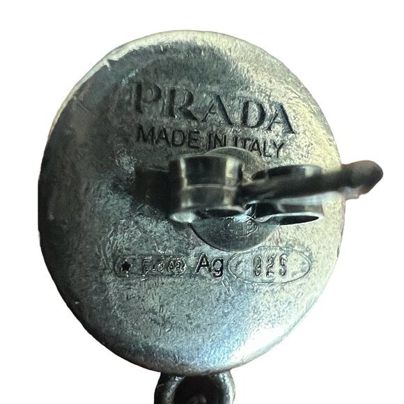 PRADA Shell & Metal Logo Earrings  #1155 - Picture 5 of 6